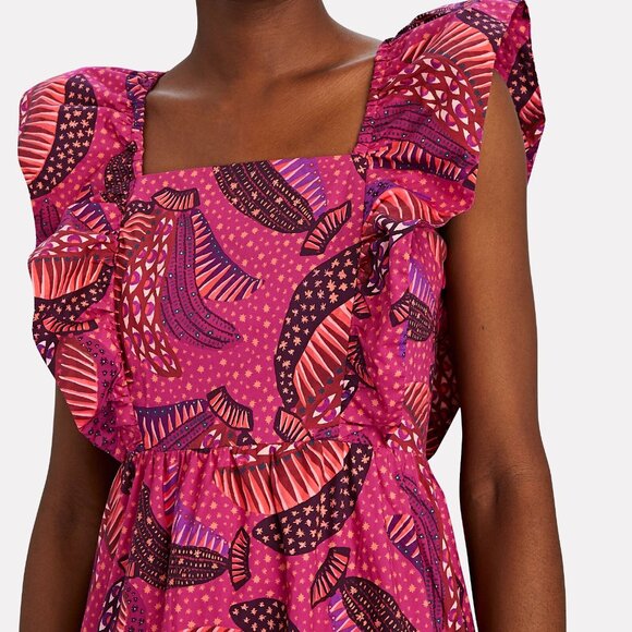 Farm Rio wild bananas, ruffled midi dress - Picture 4 of 7